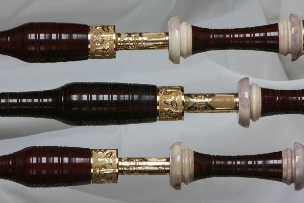 Cocobolo original, Celtic cross engraved bronze and moose antler projecting mounts.